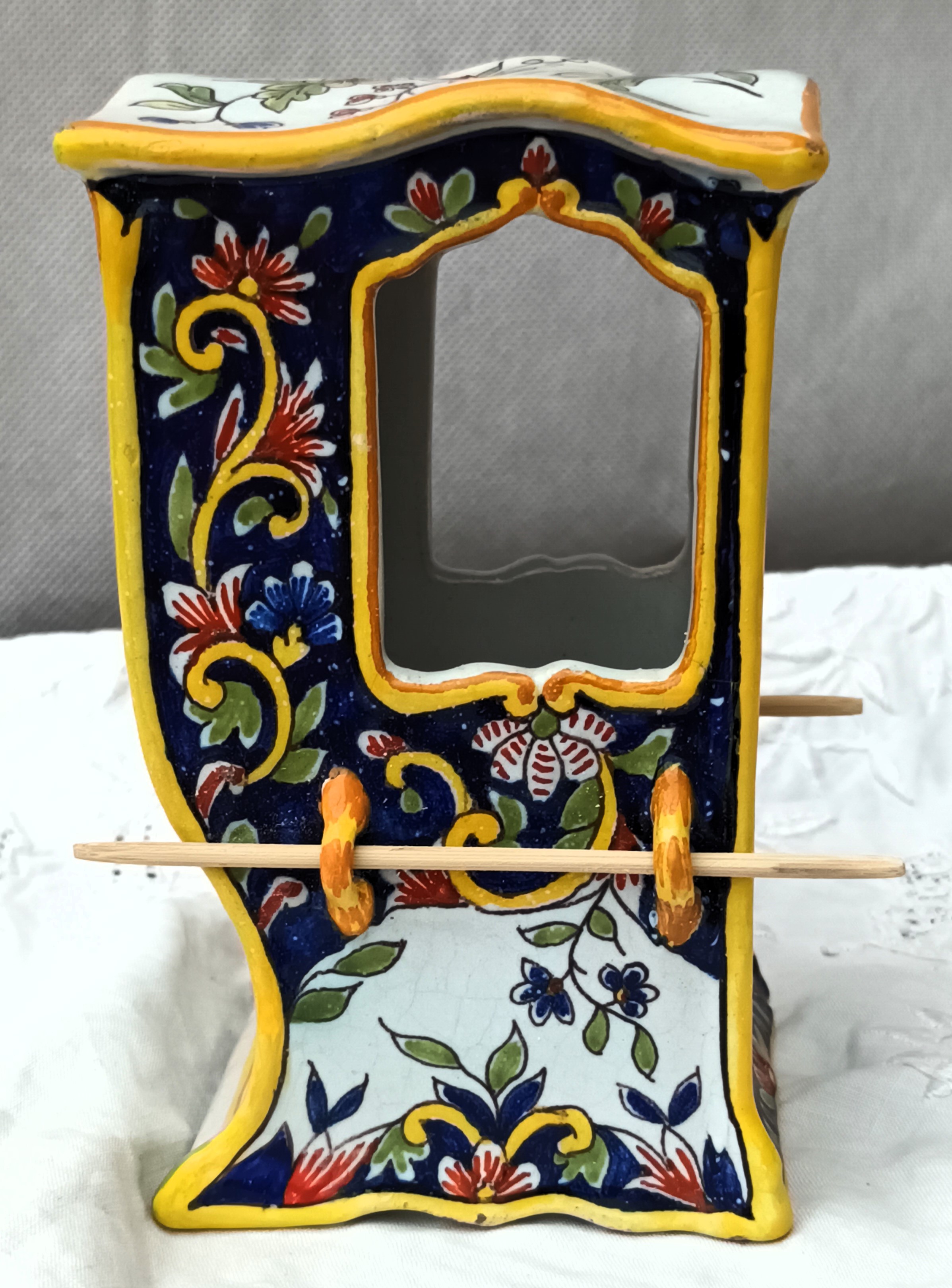 Antique Desvres French Faience Sedan Chair Antique Ceramics 3